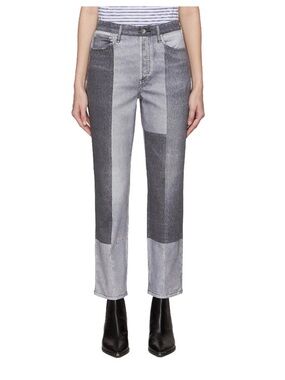 Rag & Bone Miramar Wren Slim Straight Pants Byron Greyscale Faux Denim Womens 28
